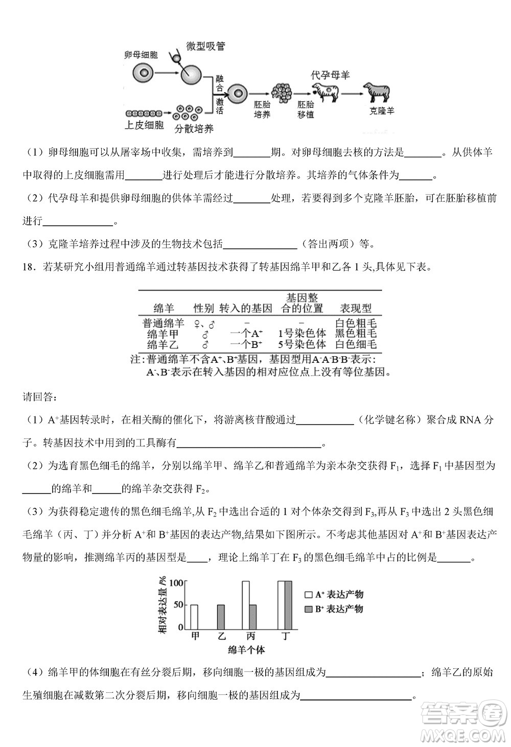重庆乌江新高考协作体2024届高三上学期12月期中学业质量联合调研抽测生物答案