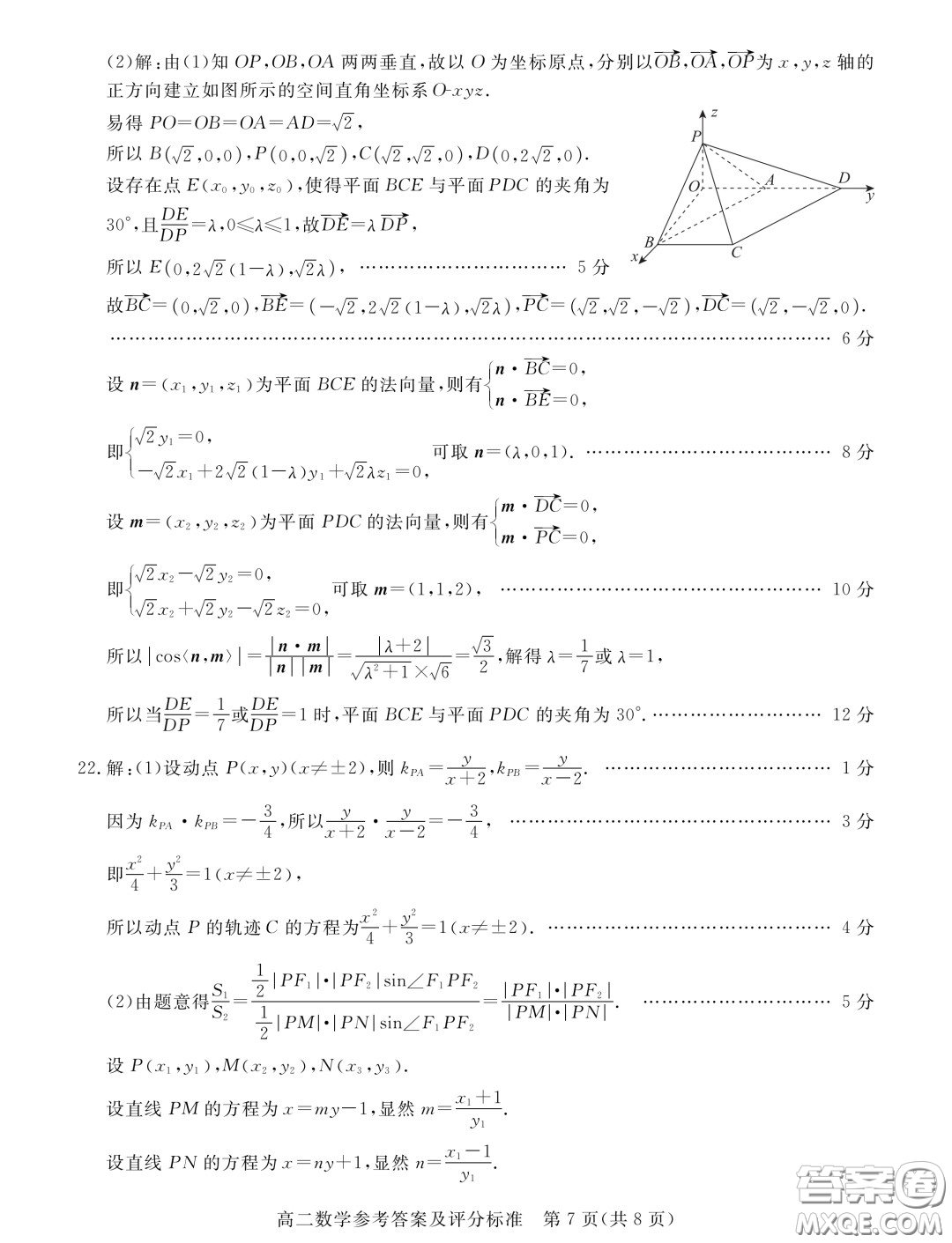 广东湛江2023-2024学年高二上学期期末调研考试数学试题答案